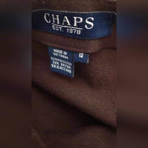Chaps 12 Brown A-Line Knee-Length Zipper 6 Wedges Women's Skirt - Picture 3 of 5
